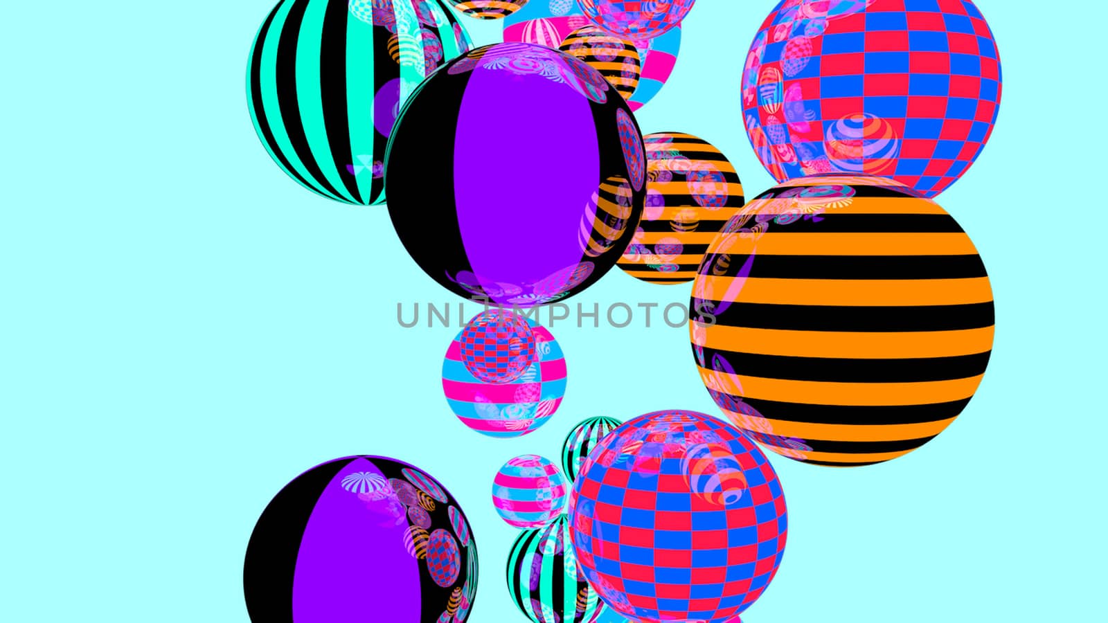 Abstract background with multicolored decorative balls. 3d rendering