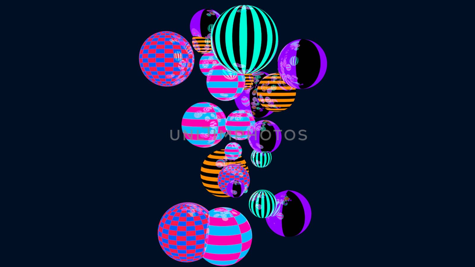 Abstract background with multicolored decorative balls. 3d rendering