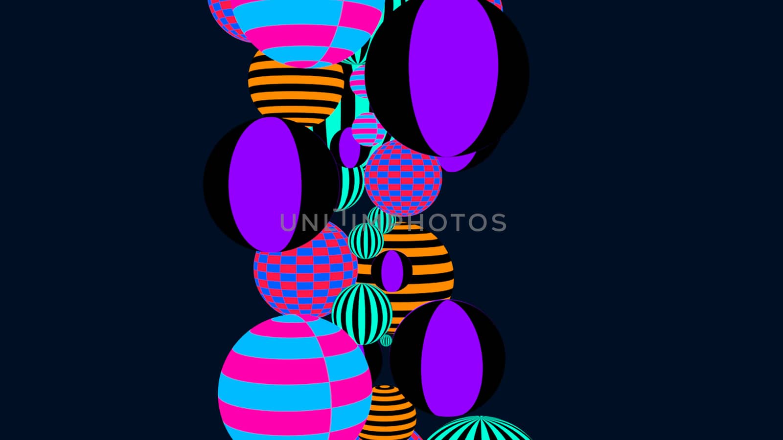 Abstract background with multicolored decorative balls. 3d rendering