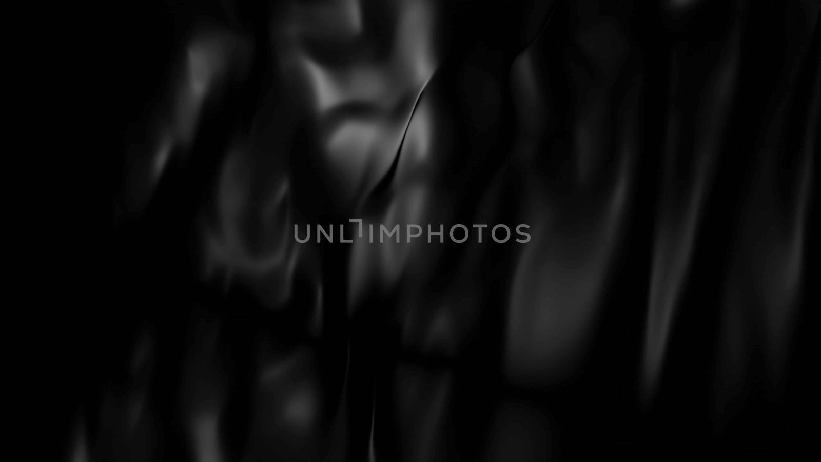 black cloth background abstract with soft waves. 3d rendering