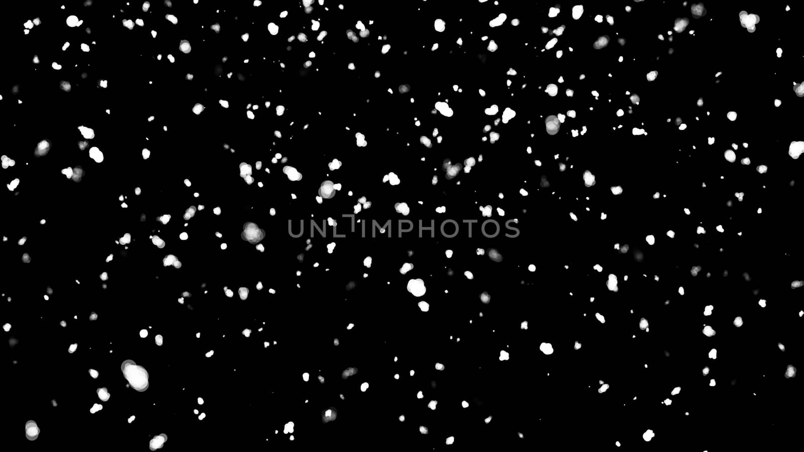 Snow isolated on black background. 3d rendering