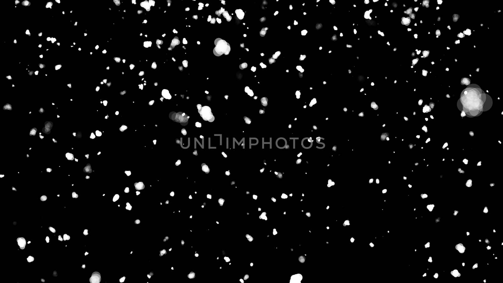 Snow isolated on black background. 3d rendering