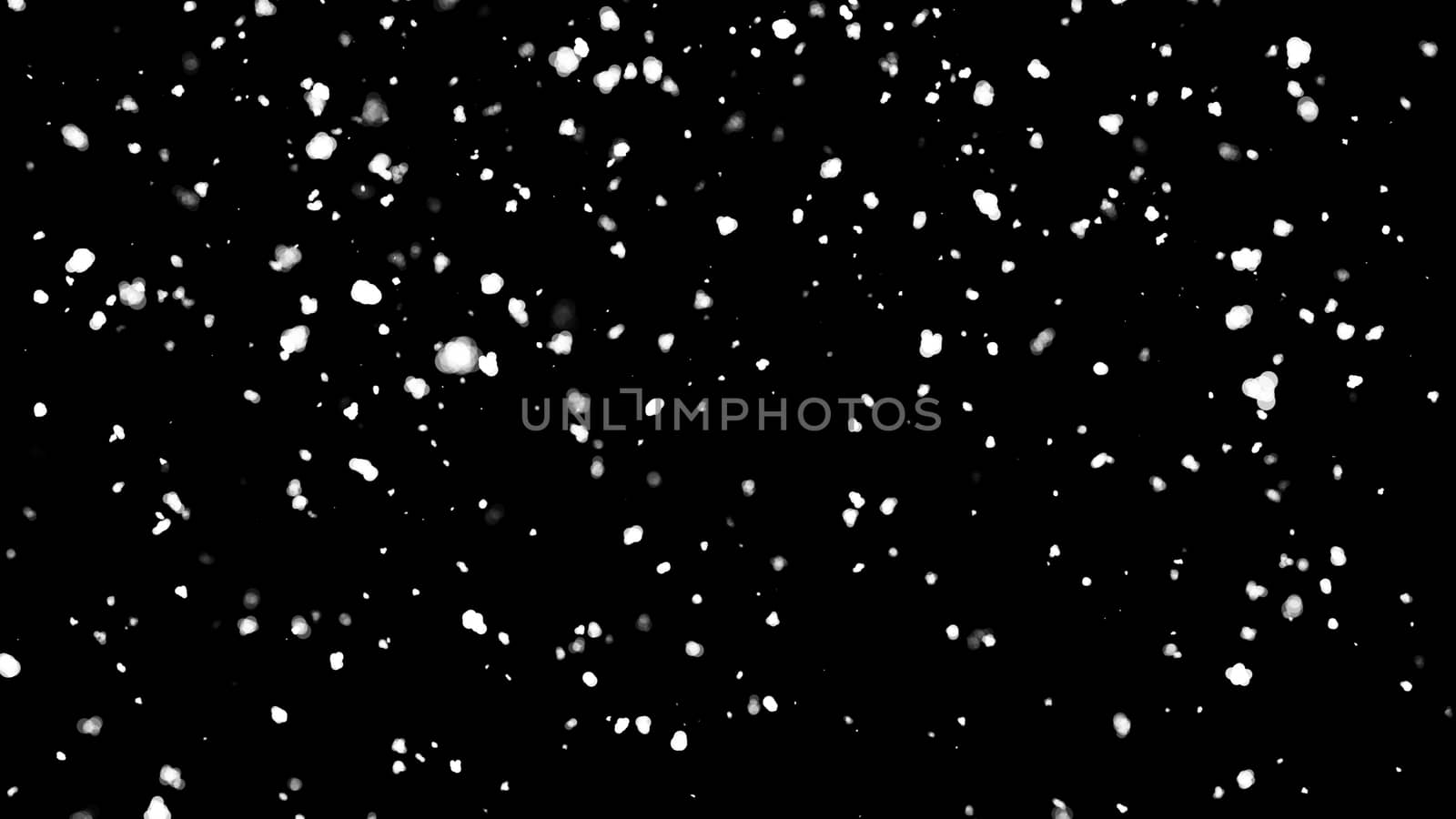 Snow isolated on black background. 3d rendering