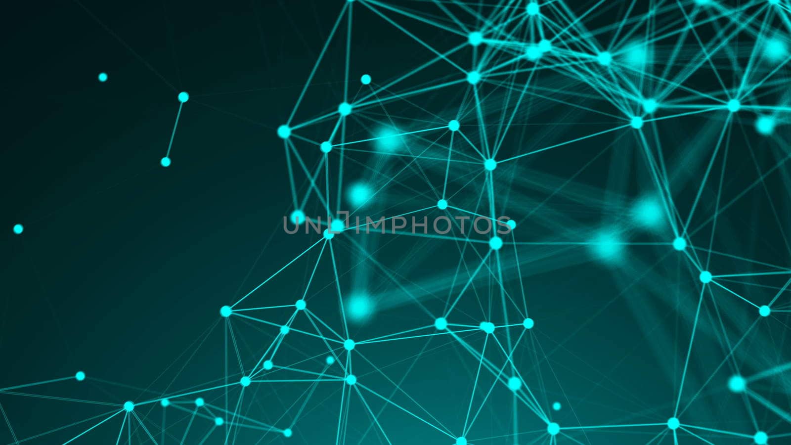 Abstract Polygonal Space Background with Connecting Dots and Lines. 3d rendering