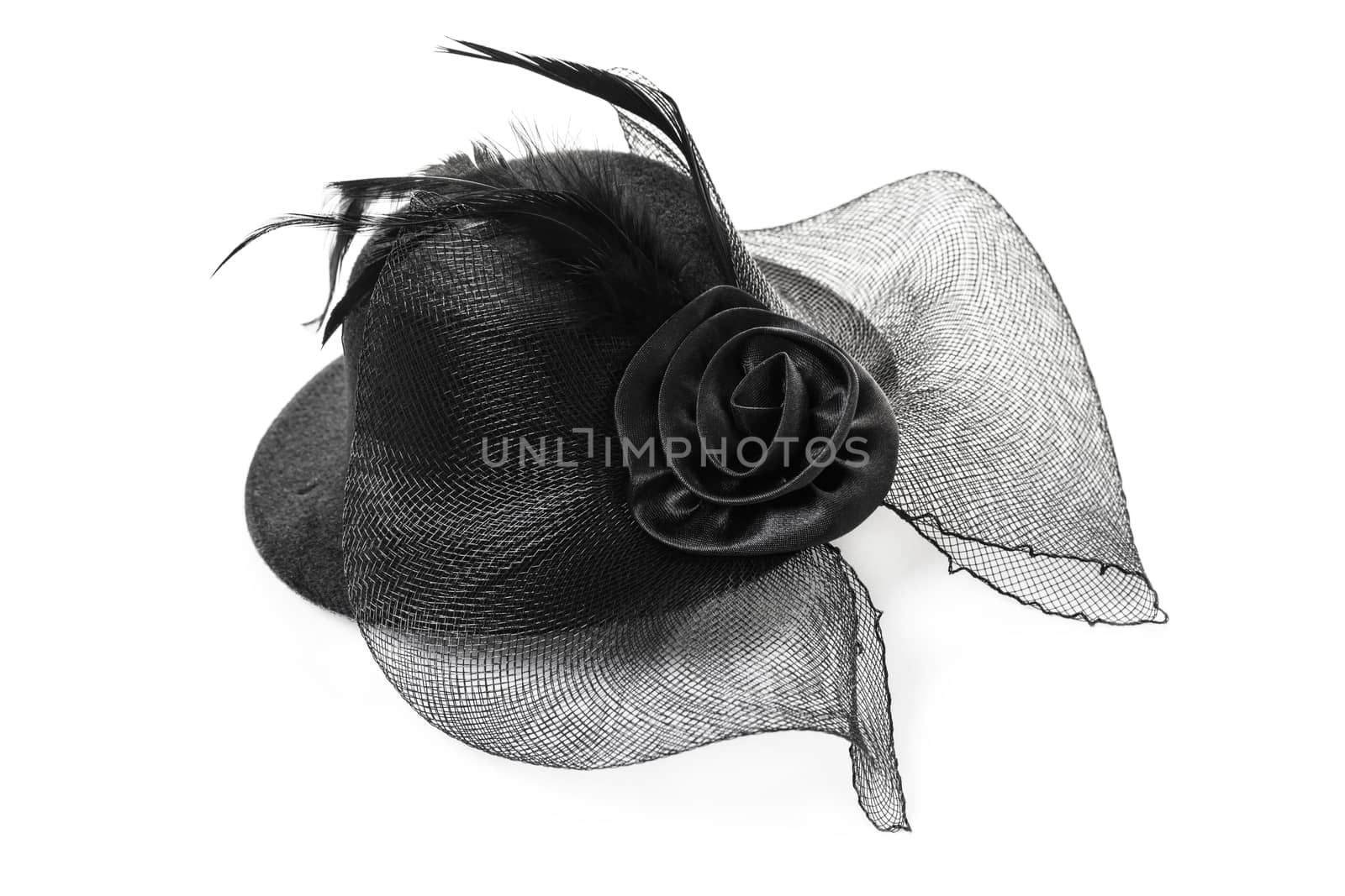 female hat with bow on white isolated background