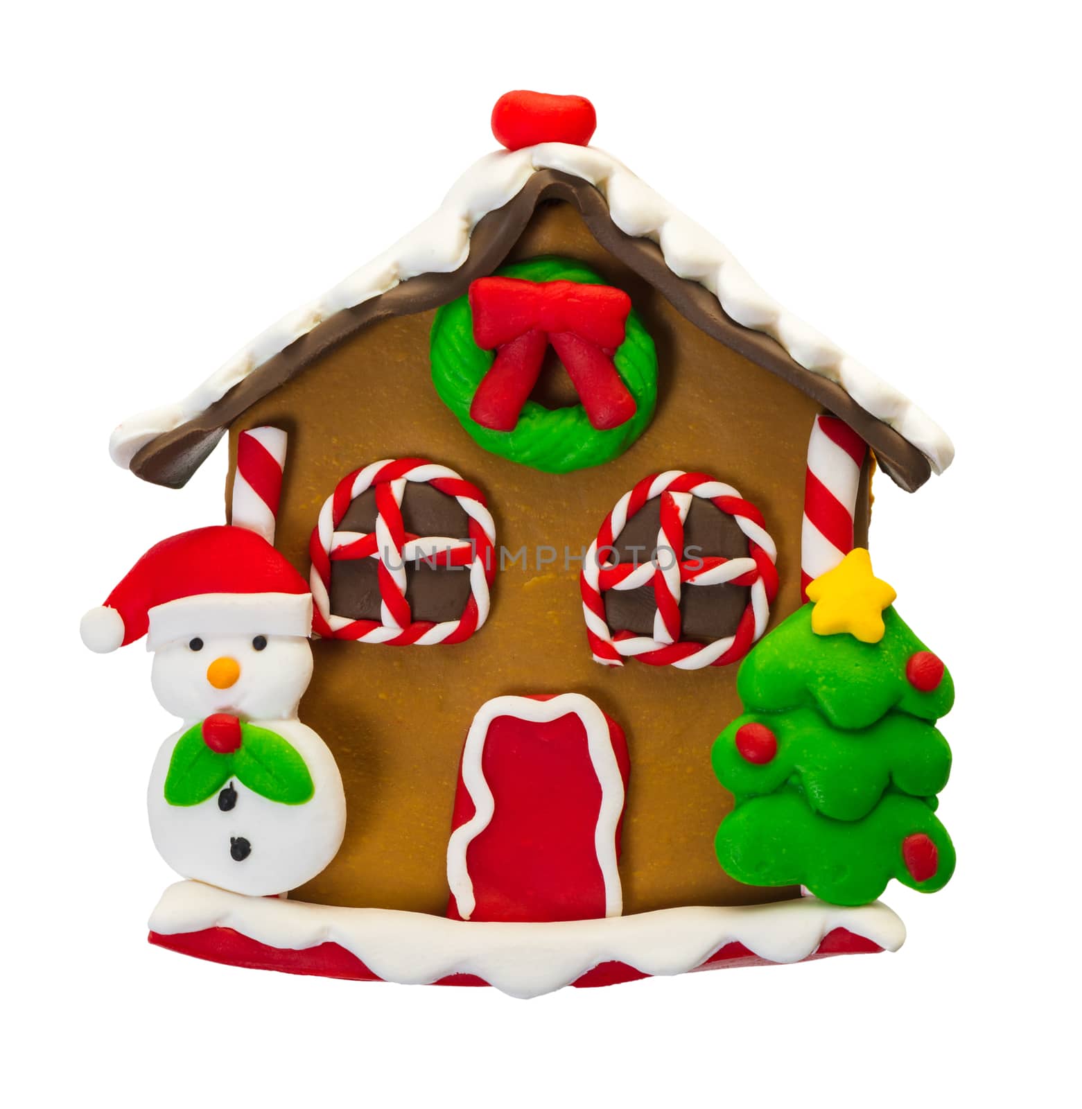 Christmas gingerbread house on white isolated background