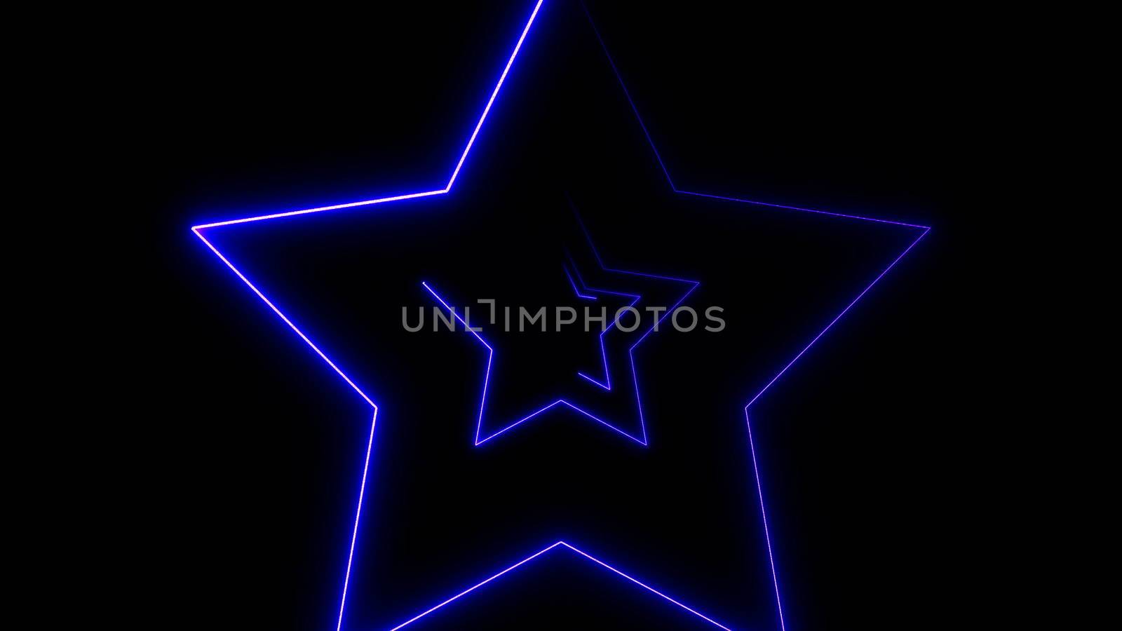 Abstract background with neon stars. 3d rendering