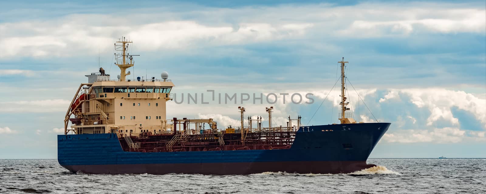 Blue cargo tanker ship by sengnsp