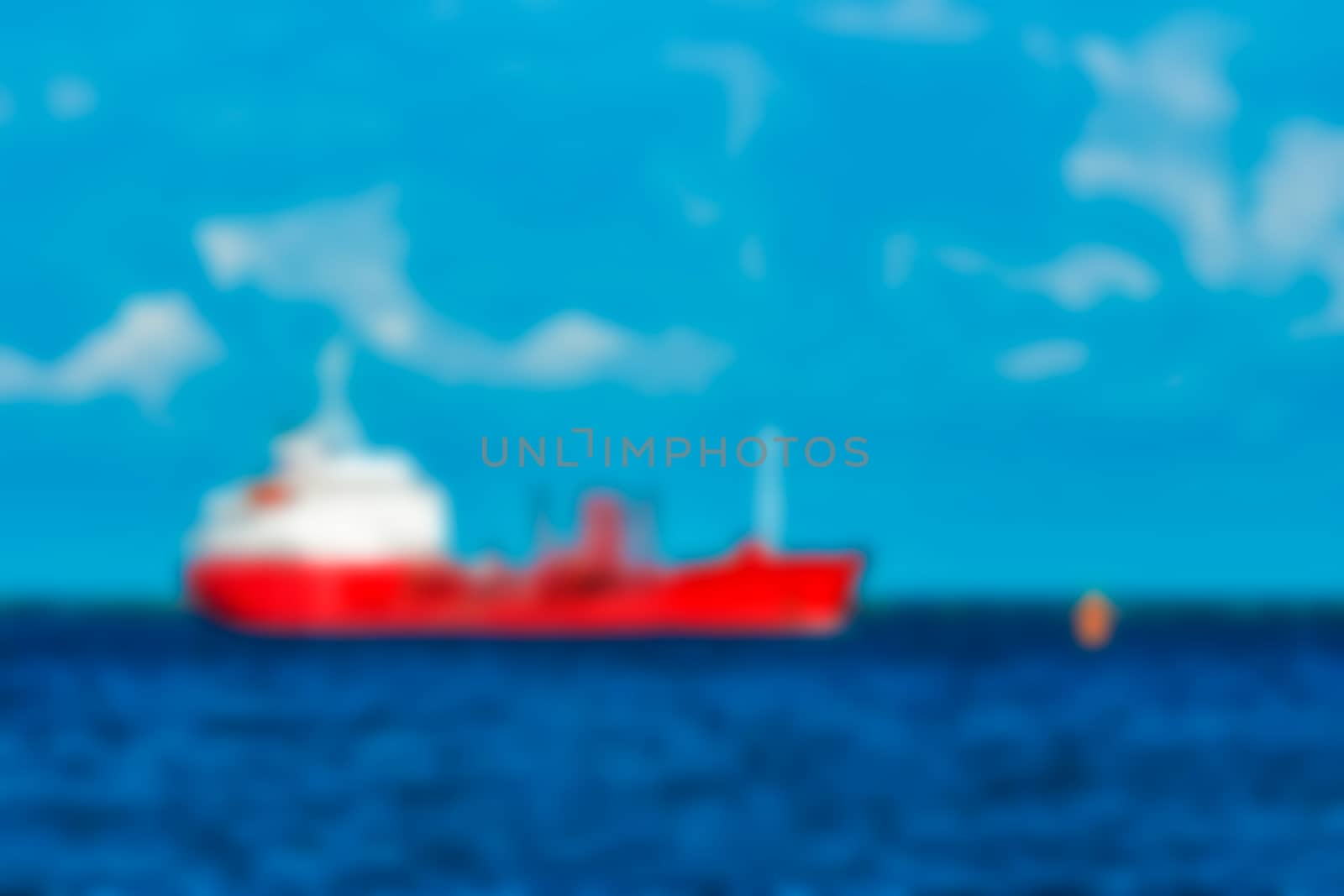 Cargo ship - soft lens bokeh image. Defocused background