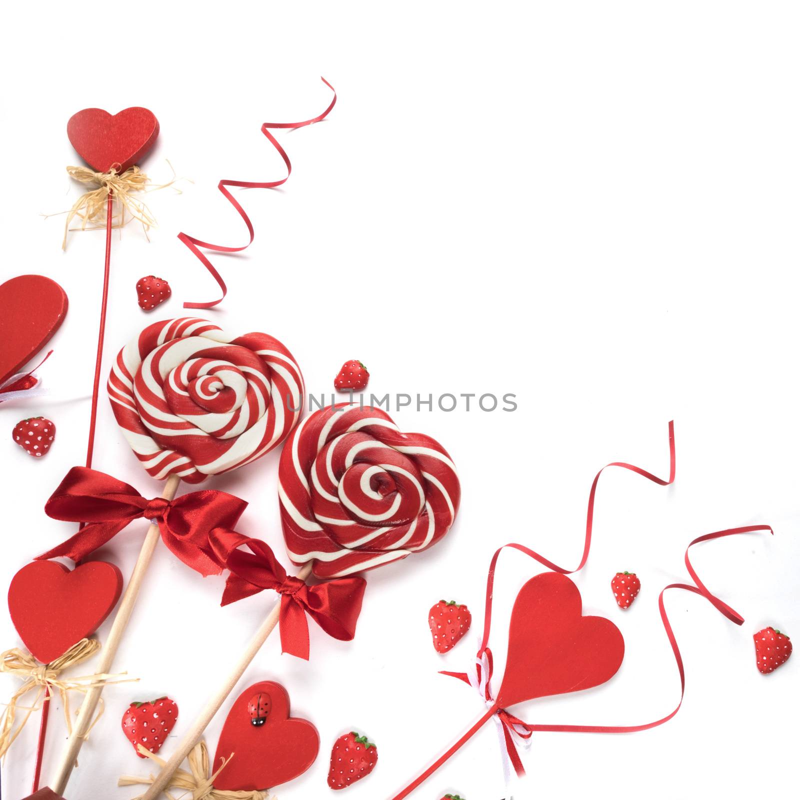 Heart lollipops on white by Yellowj