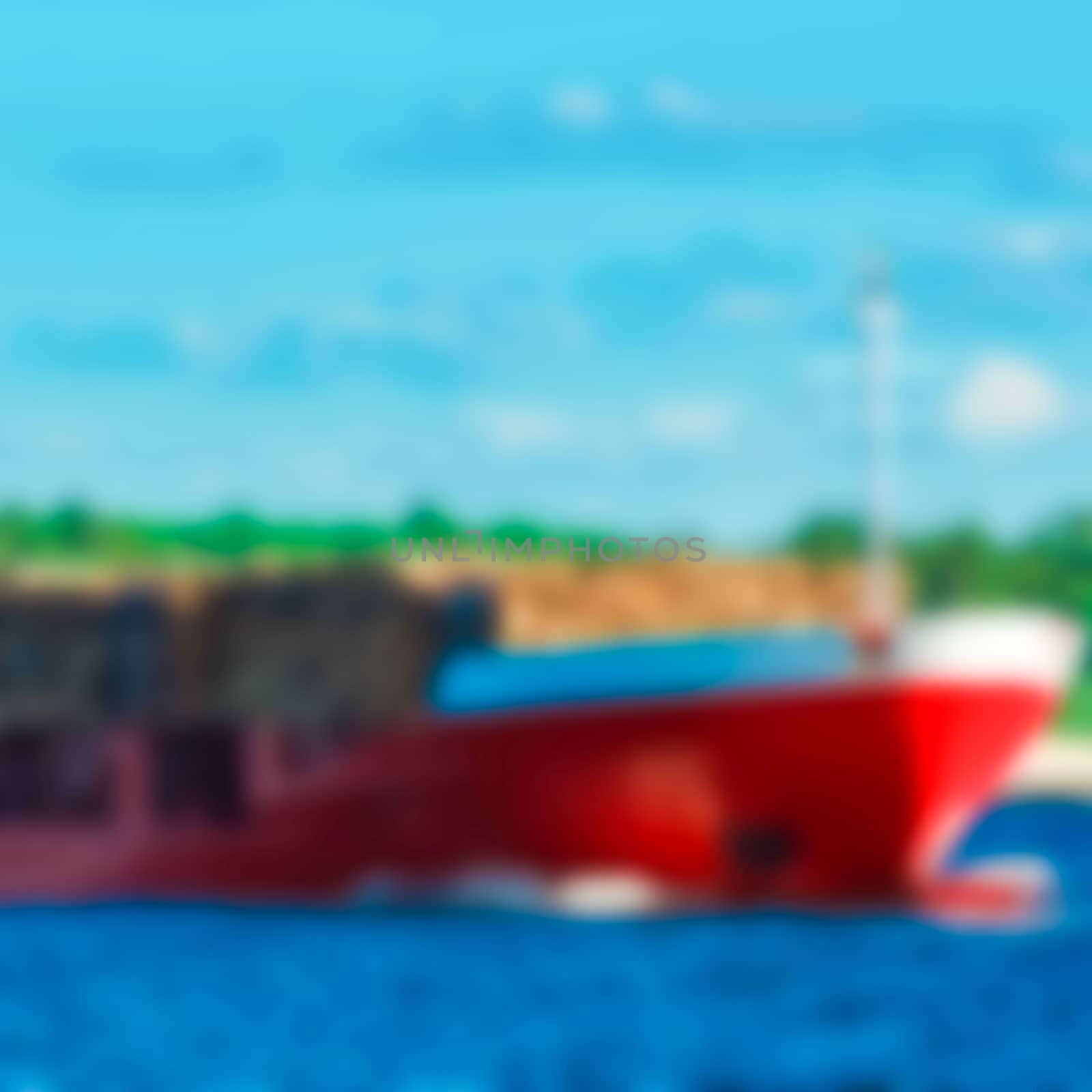 Cargo ship - soft lens bokeh image. Defocused background