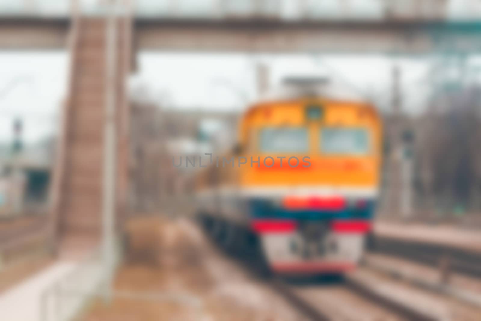 Passenger train - soft lens bokeh image. Defocused background