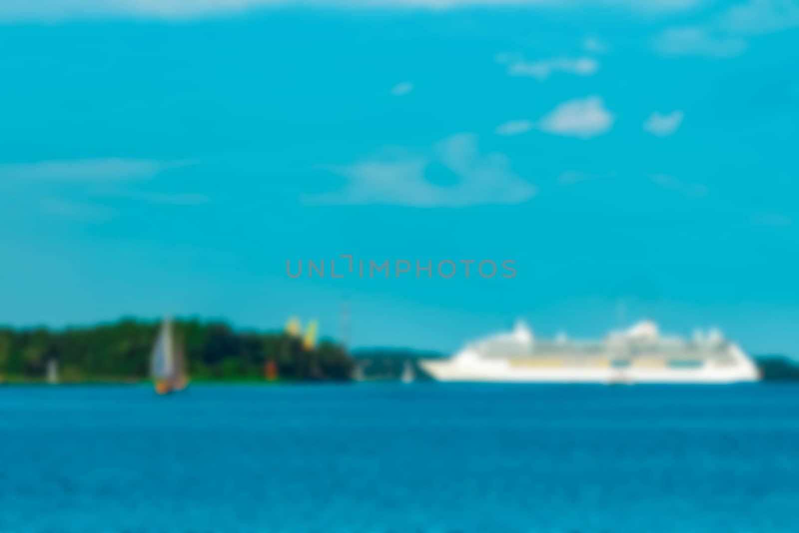 Cruise liner - soft lens bokeh image. Defocused background