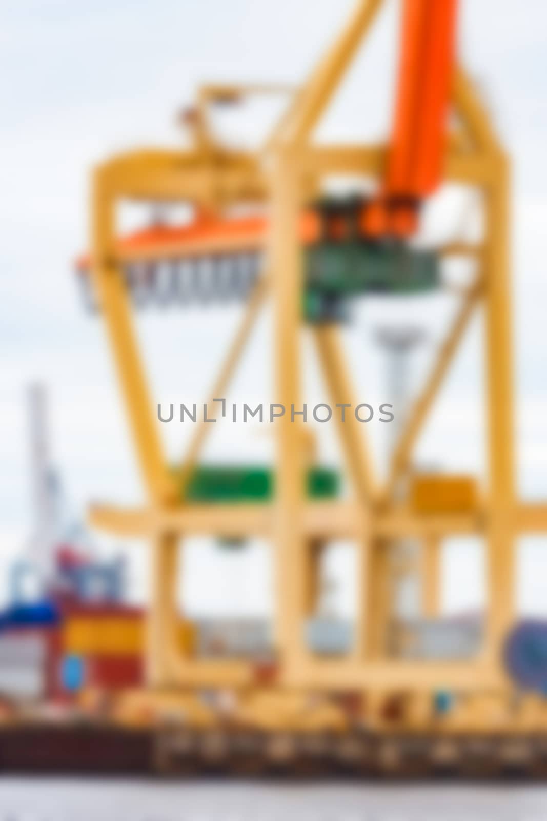 Portal cargo cranes - soft lens bokeh image. Defocused background