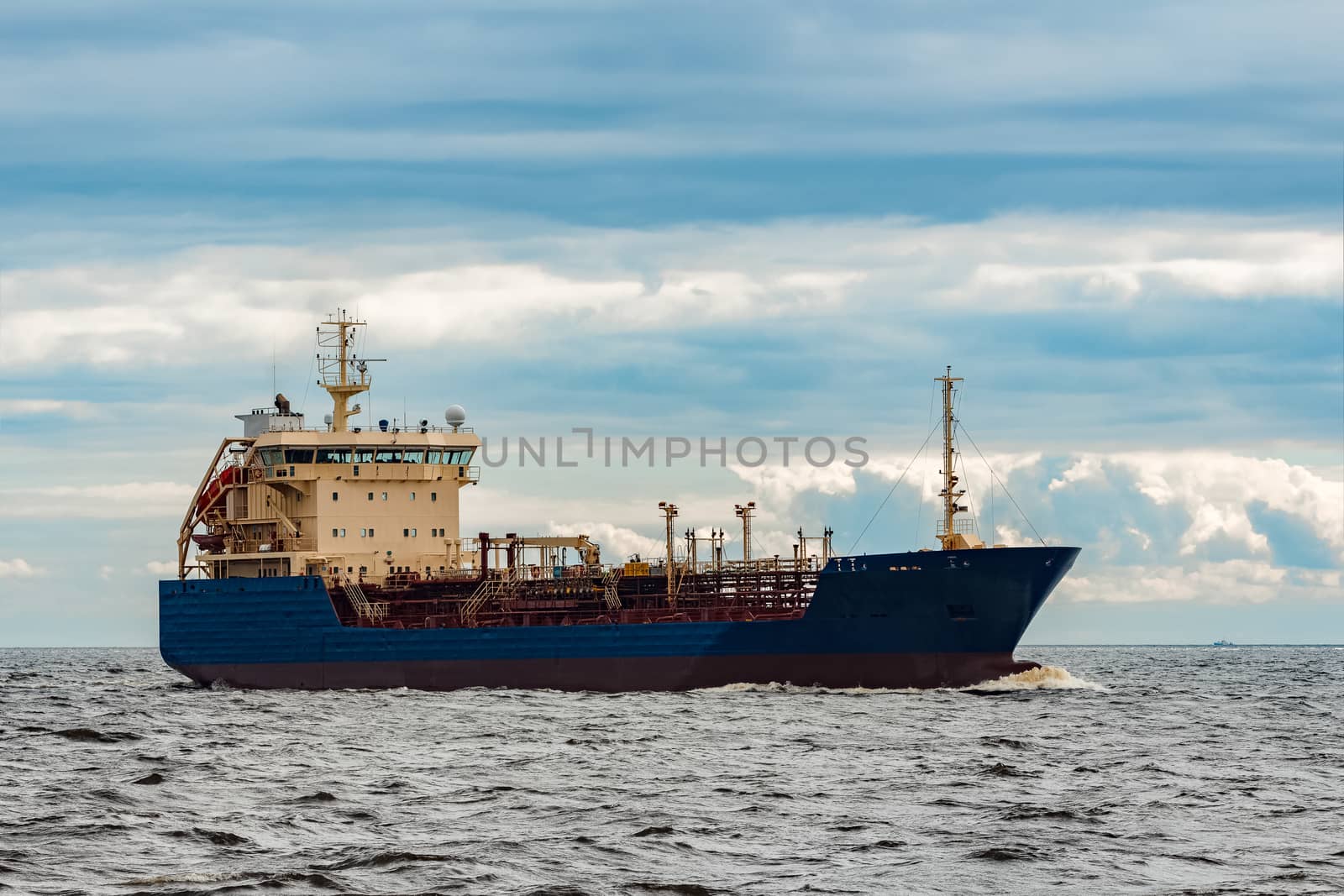 Blue cargo tanker ship by sengnsp