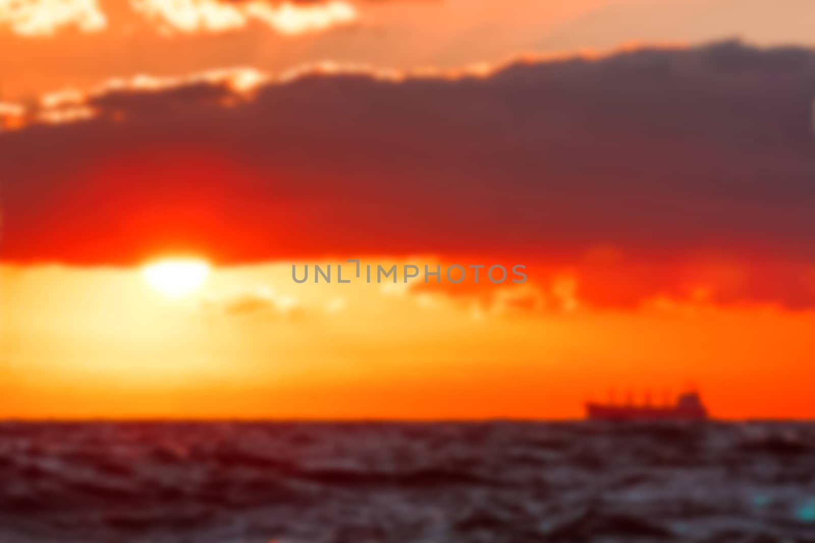 Hot sunset - soft lens bokeh image. Defocused background