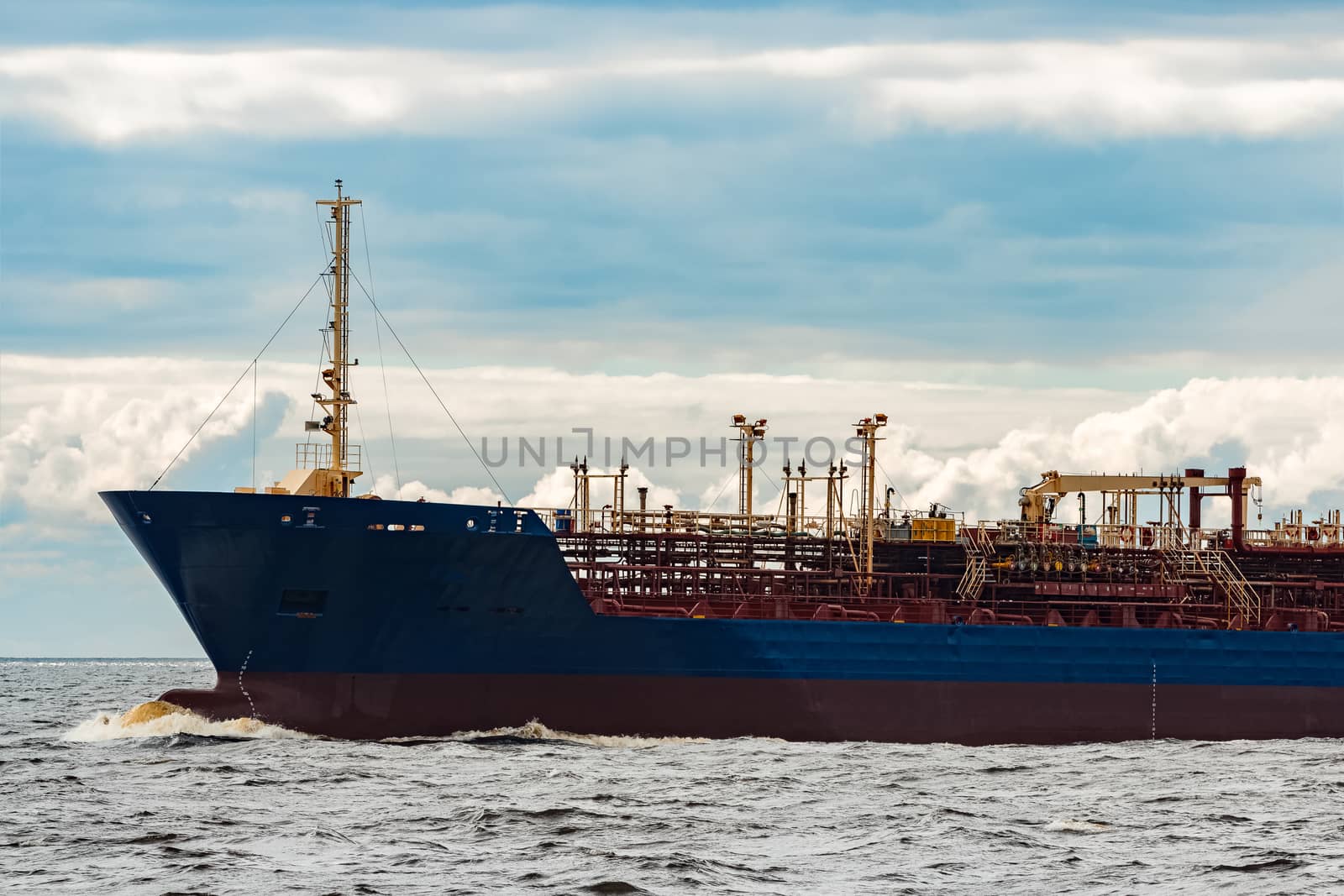 Blue cargo tanker ship by sengnsp