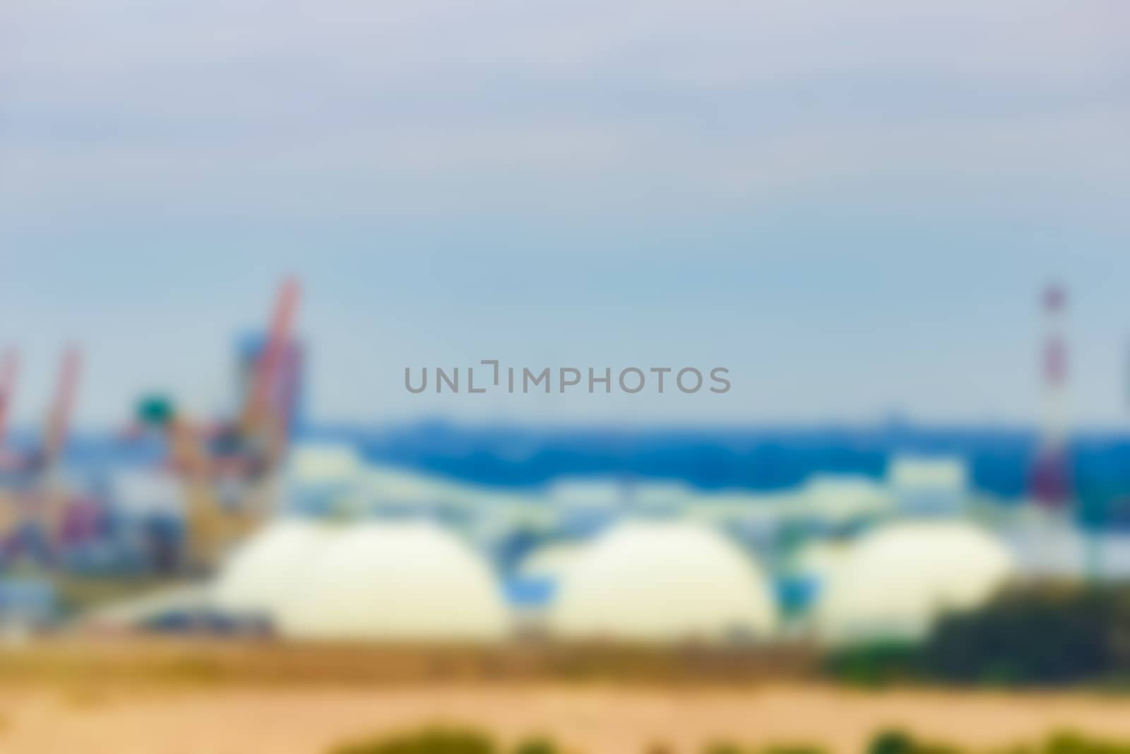 Cargo terminal - soft lens bokeh image. Defocused background