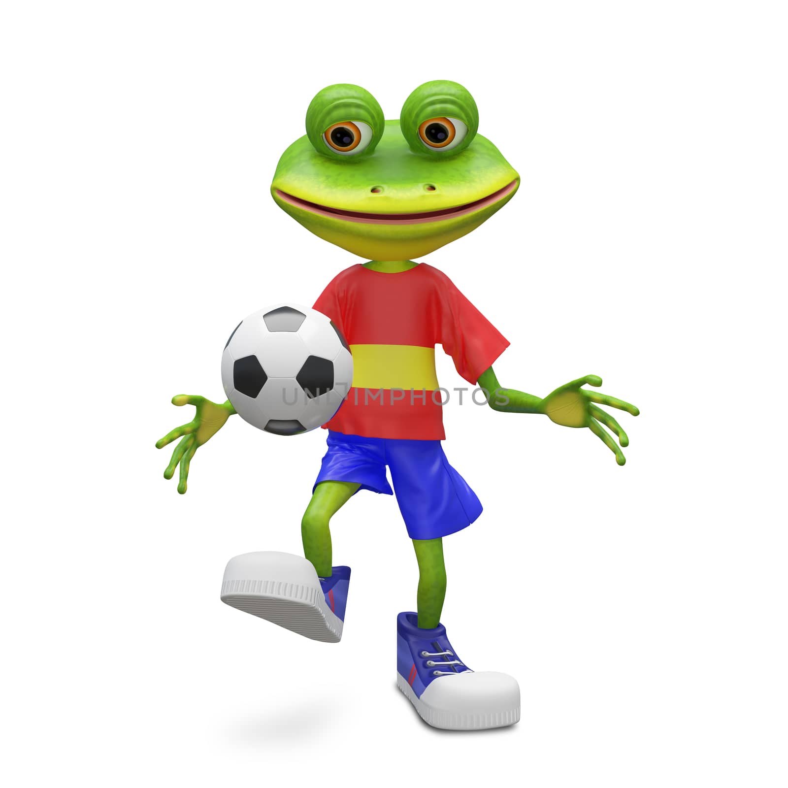 3D Illustration Frog Football Player on a White Background