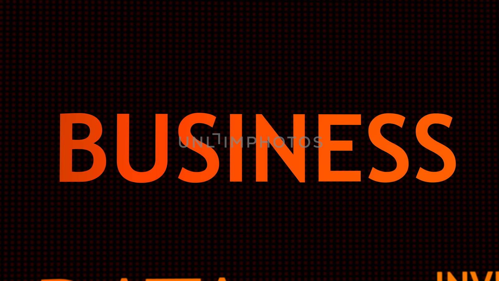 Business text animation. Digital illustration. 3d rendering