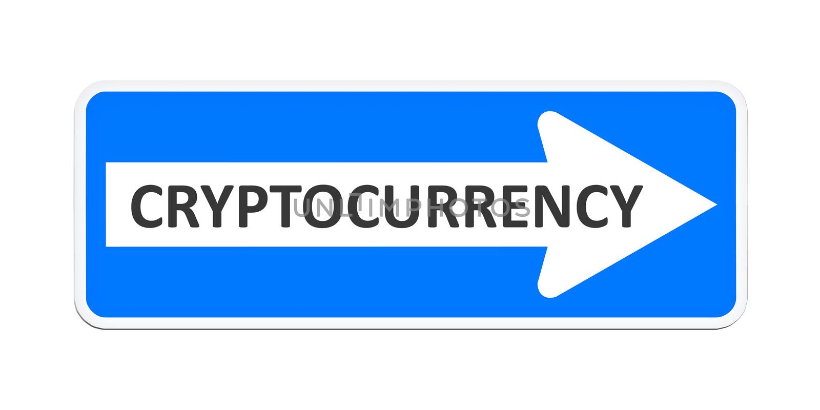 An image of a german one way sign with the word cryptocurrency