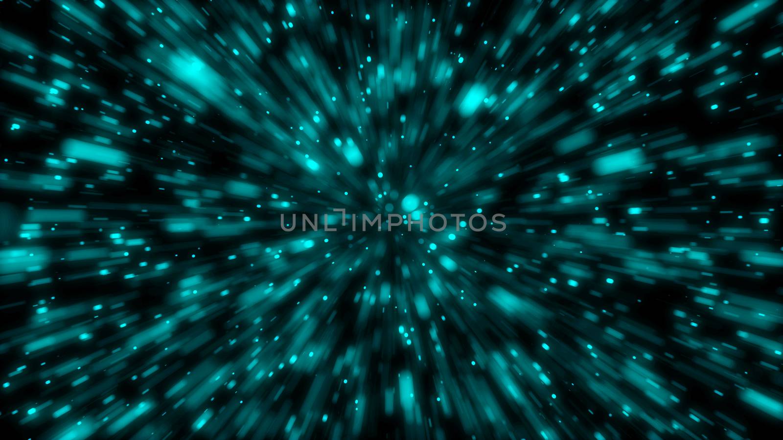 Particle or space traveling. Particle zoom background. 3d rendering