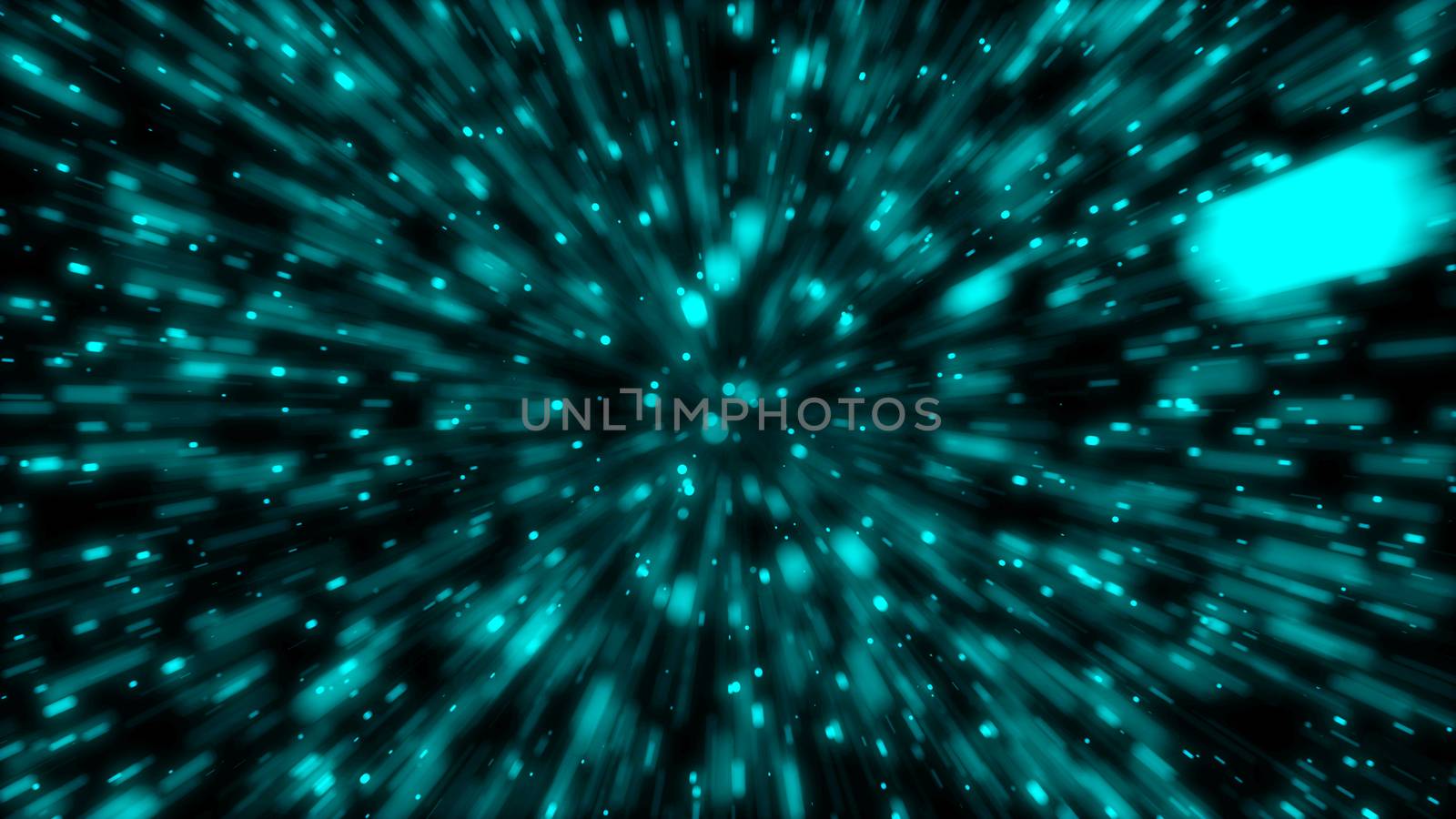 Particle or space traveling. Particle zoom background. 3d rendering