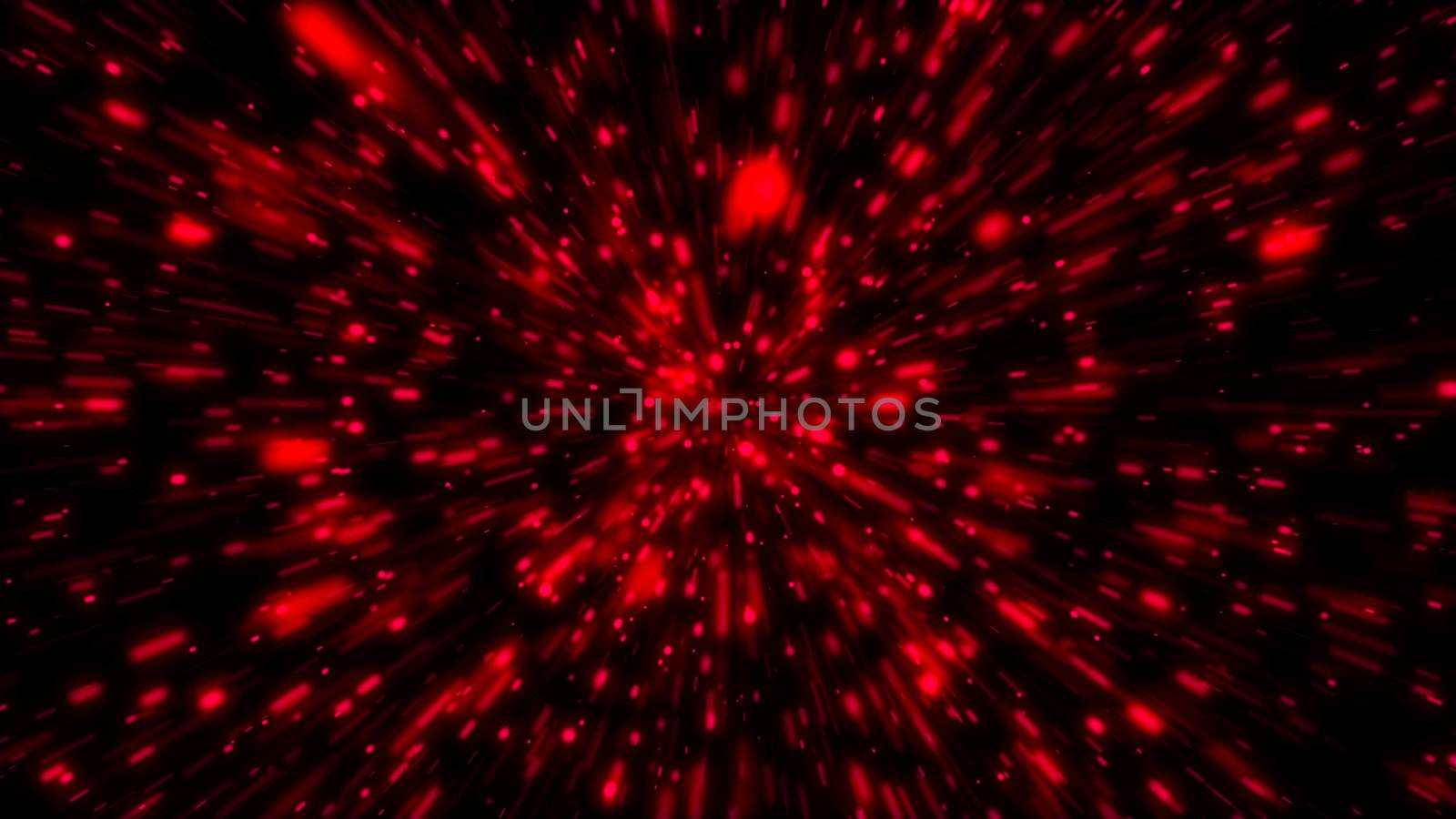 Particle or space traveling. Particle zoom background. 3d rendering