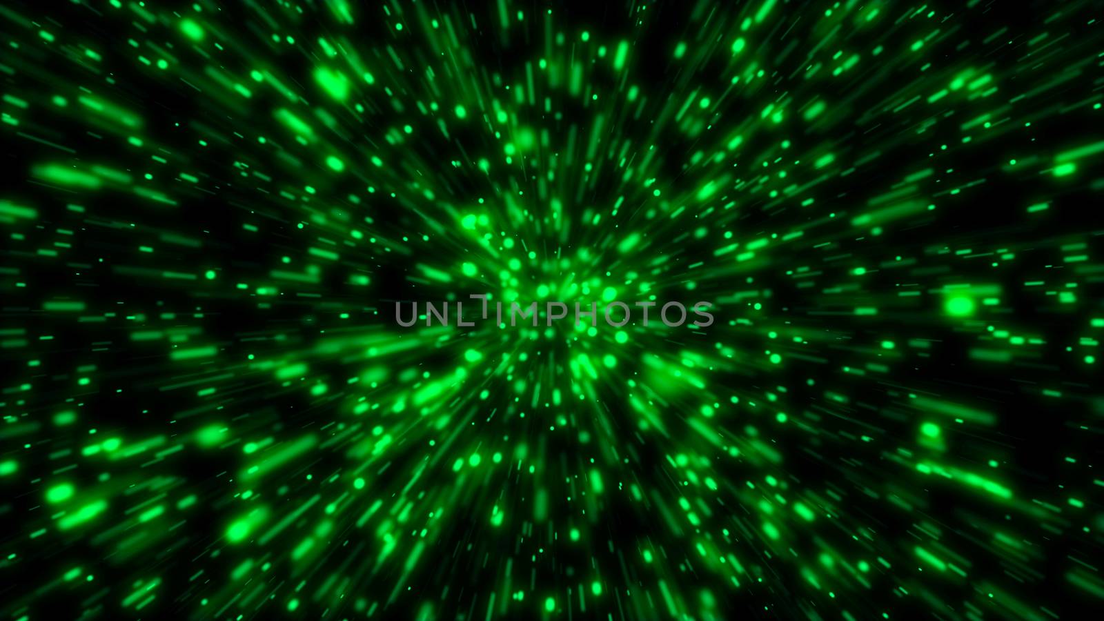 Particle or space traveling. Particle zoom background. 3d rendering