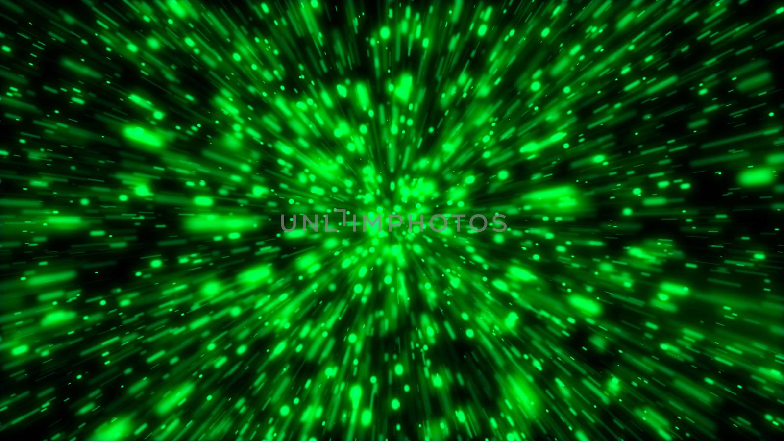 Particle or space traveling. Particle zoom background. 3d rendering