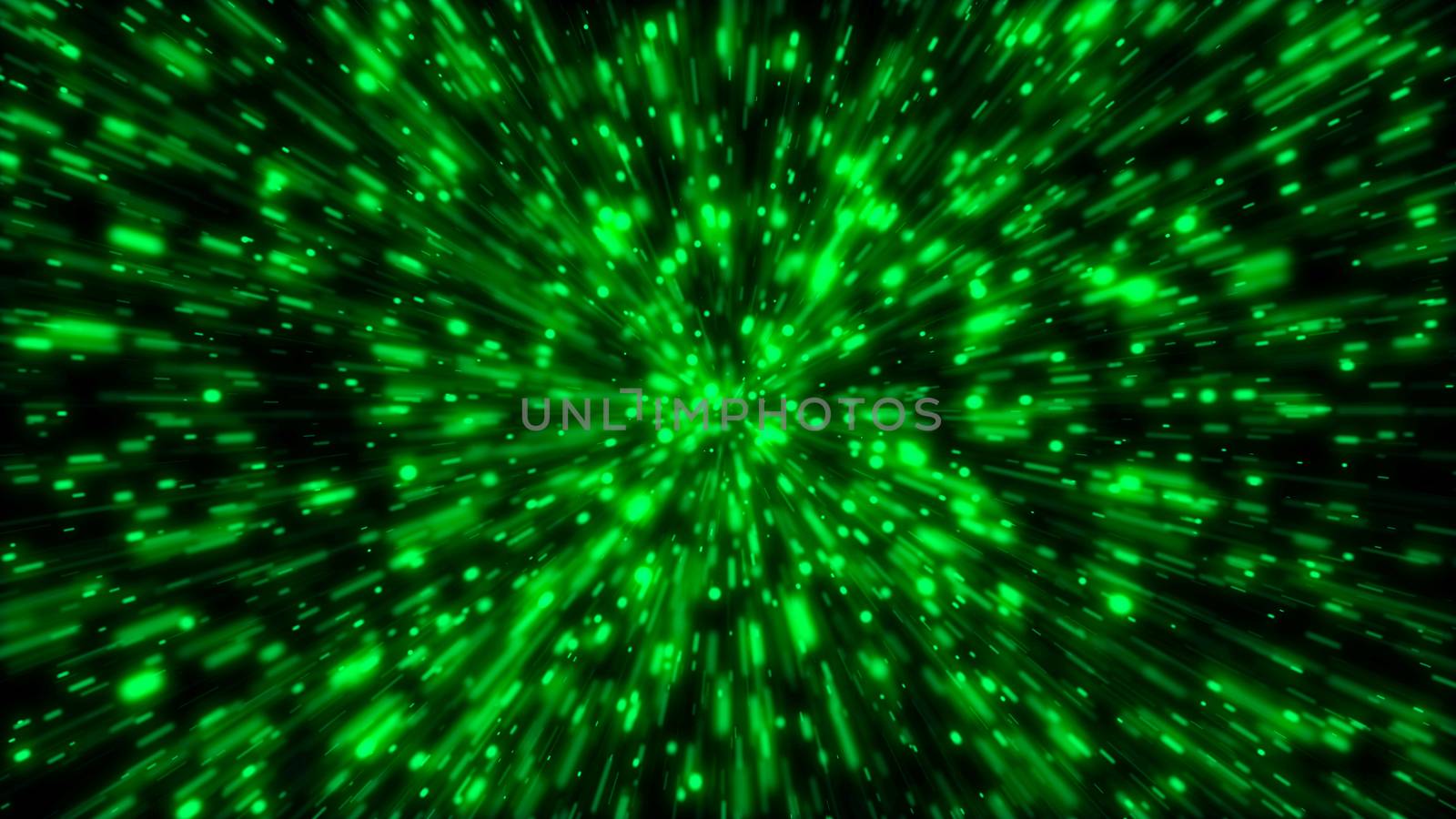 Particle or space traveling. Particle zoom background. 3d rendering