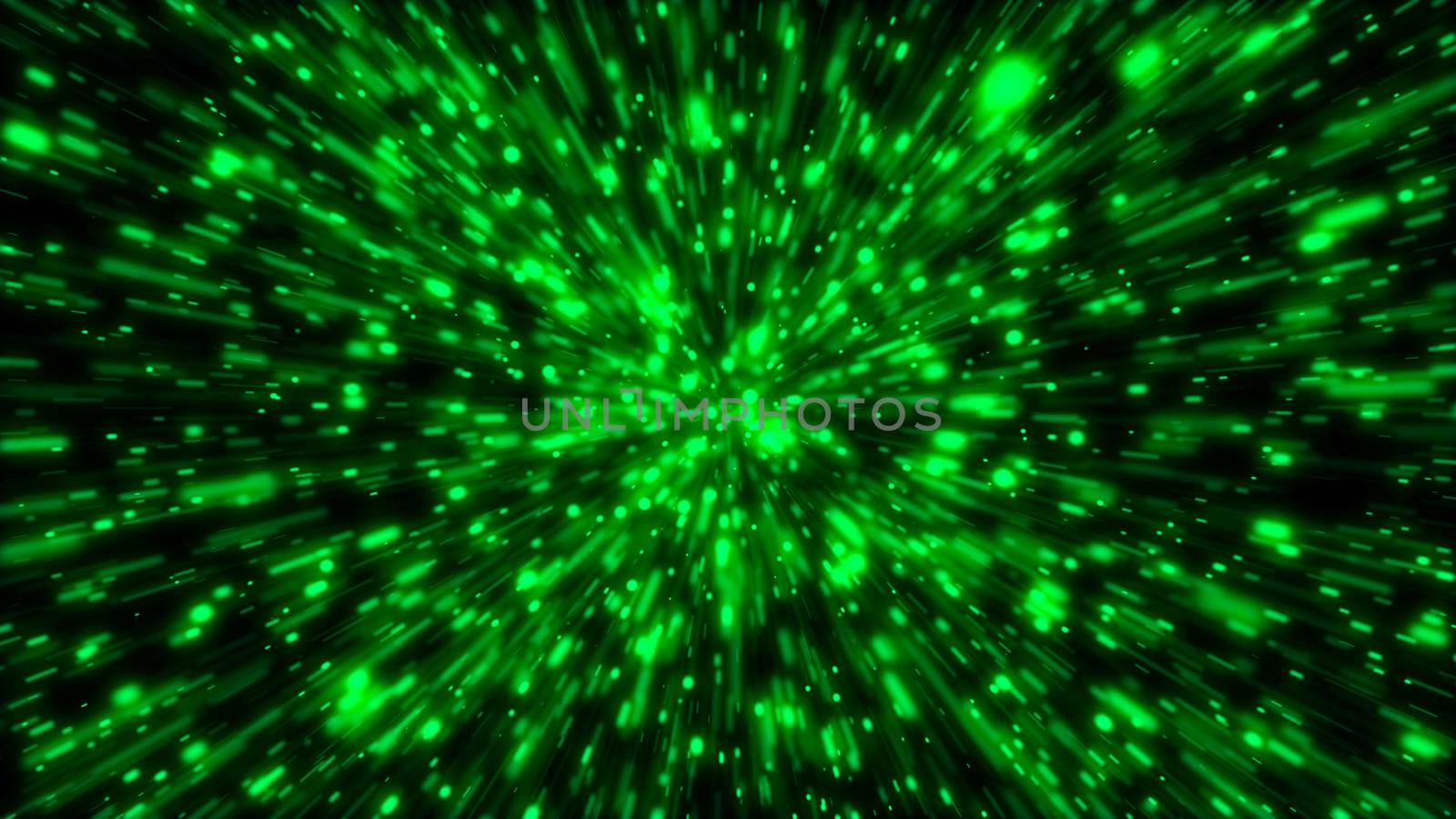 Particle or space traveling. Particle zoom background. 3d rendering