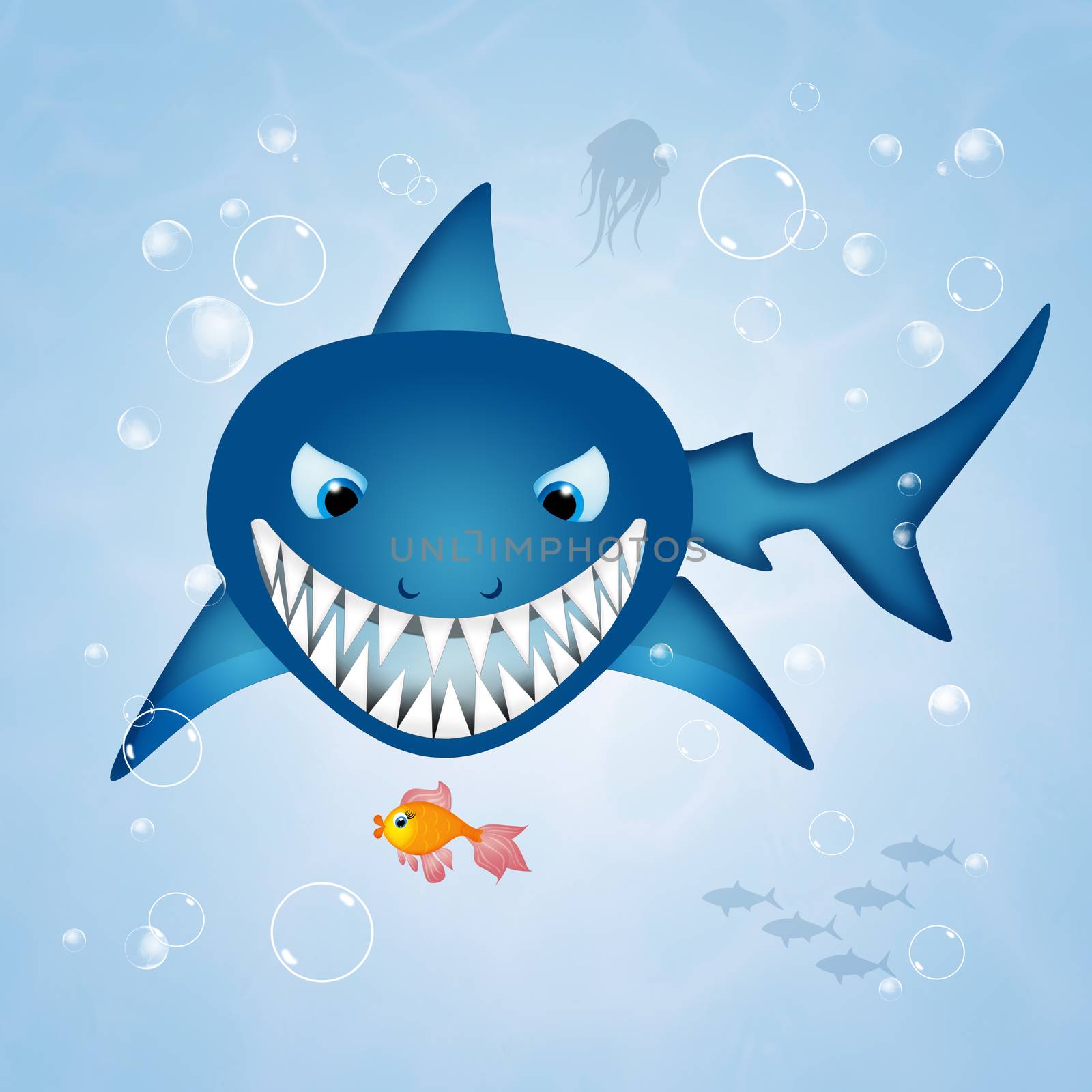 illustration of shark in the ocean