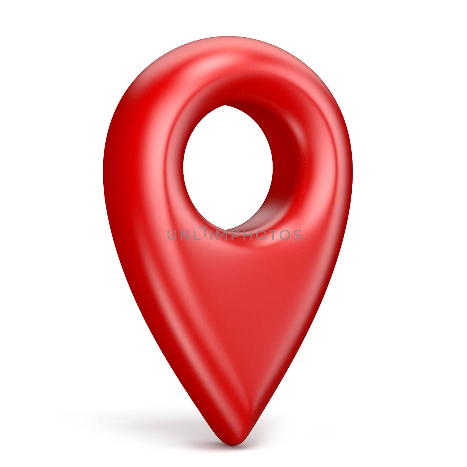 Red map pointer 3D render illustration isolated on white background