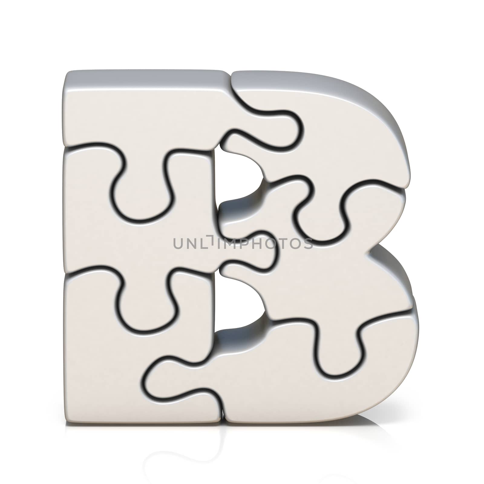 White puzzle jigsaw letter B 3D by djmilic