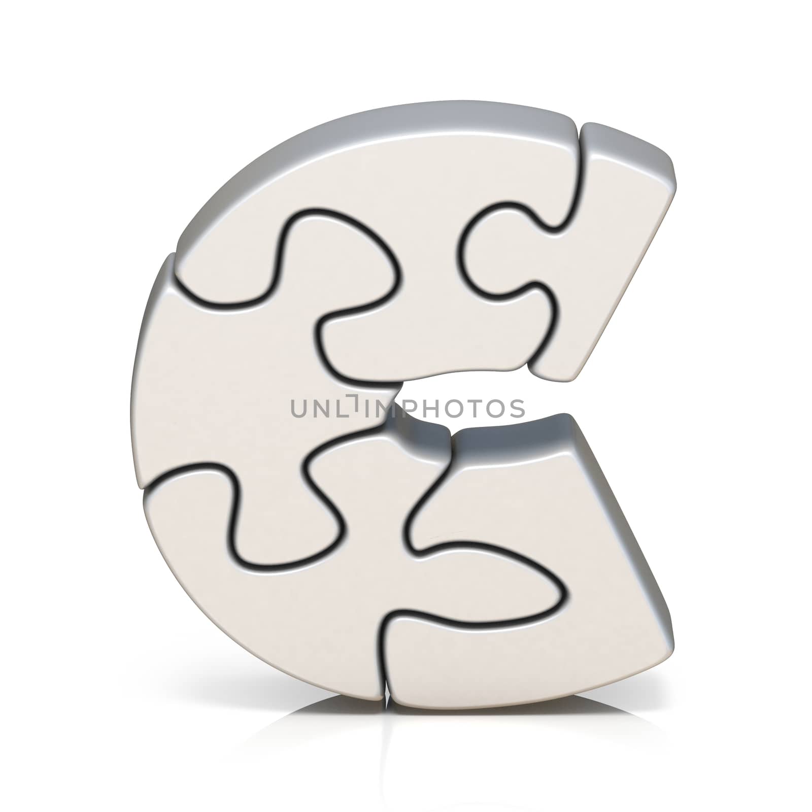 White puzzle jigsaw letter C 3D by djmilic