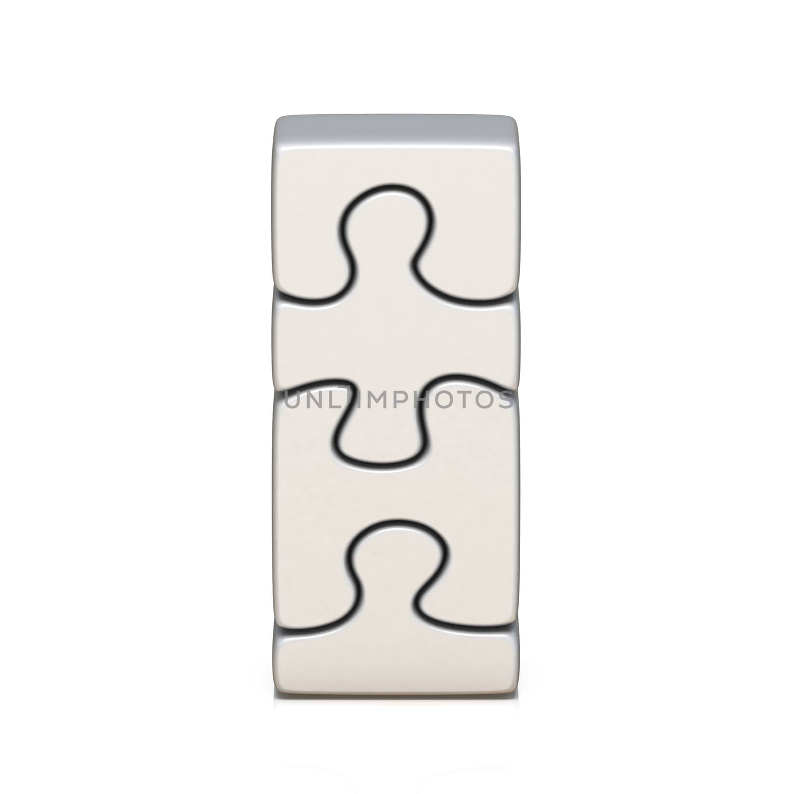 White puzzle jigsaw letter I 3D by djmilic