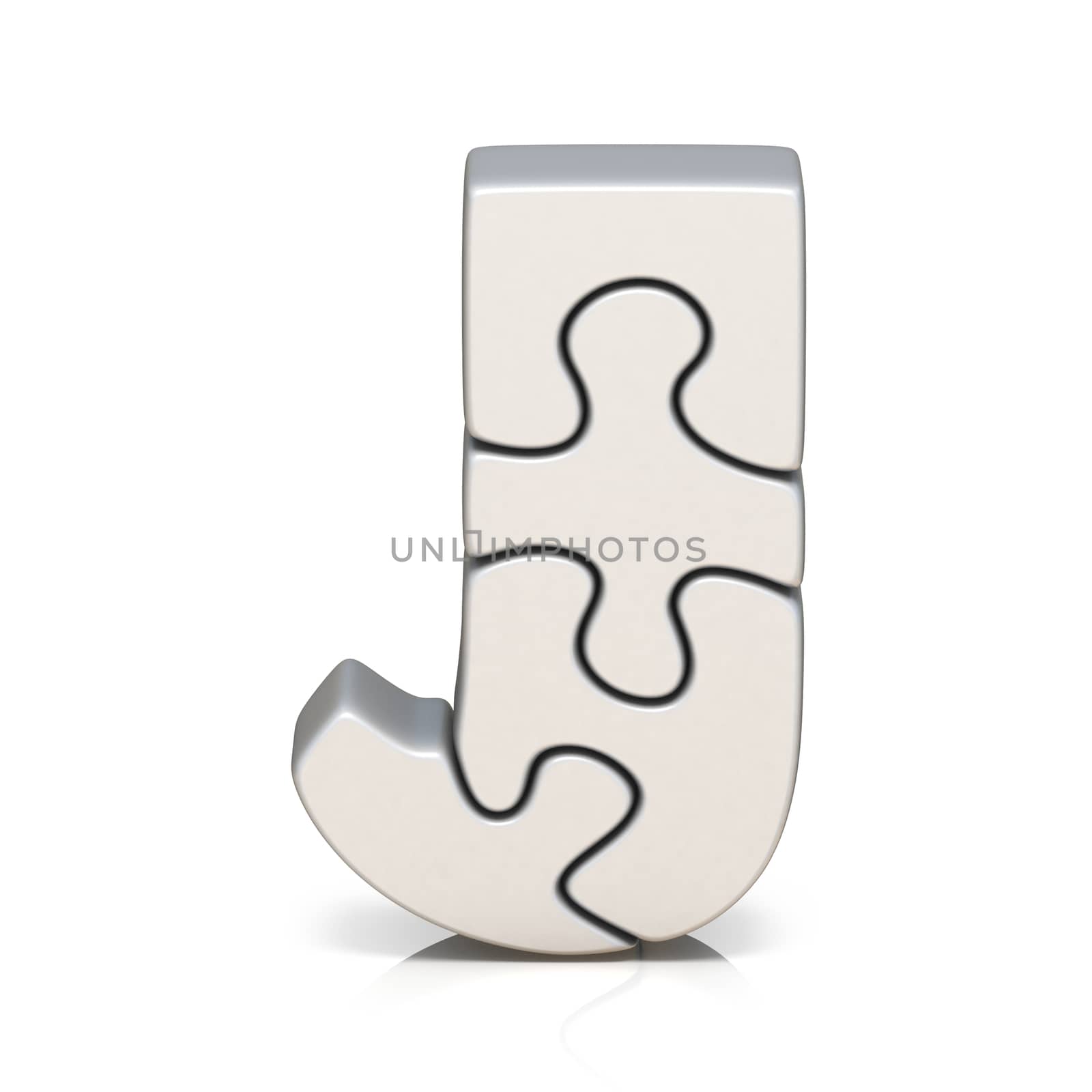 White puzzle jigsaw letter J 3D by djmilic