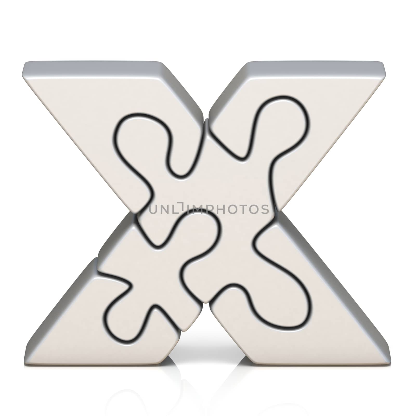 White puzzle jigsaw letter X 3D by djmilic