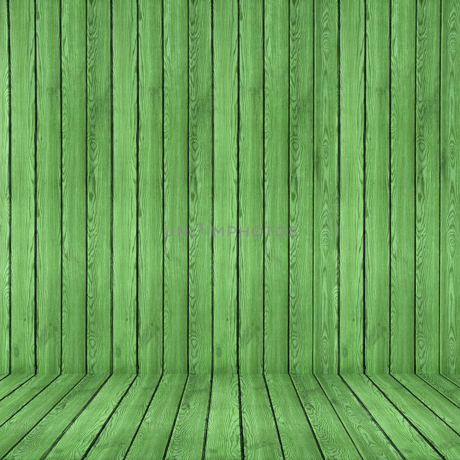 Wood texture background. green wood wall and floor.
