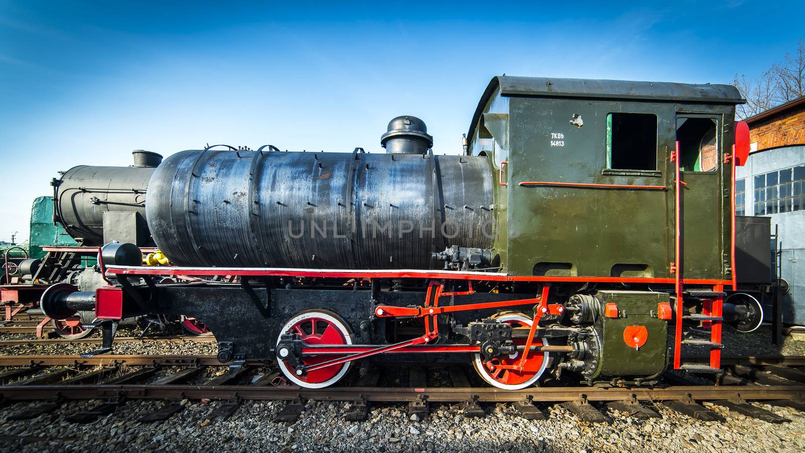 Steam locomotive in the engine house