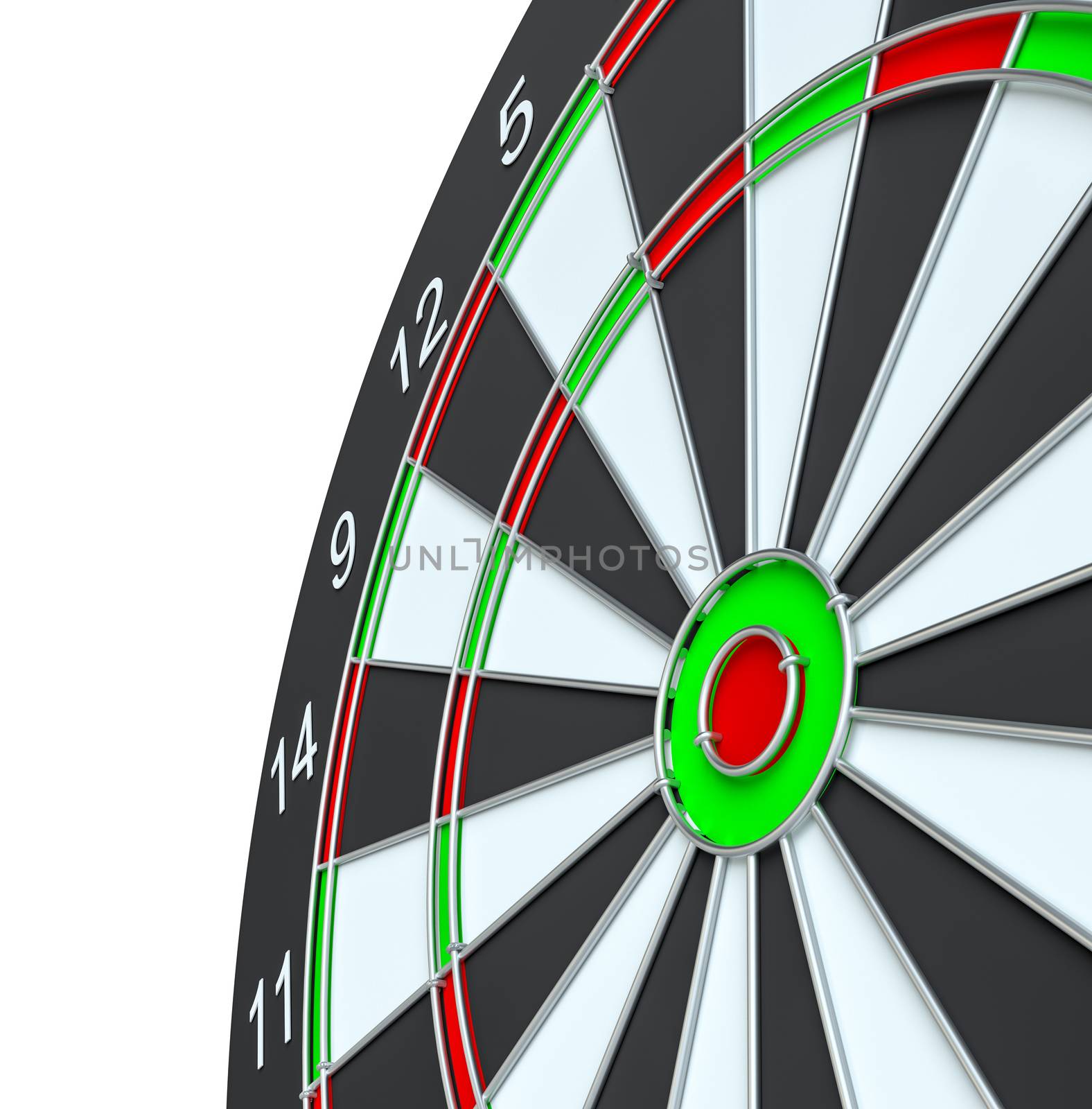 Dart board, isolated on white background . 3d illustration