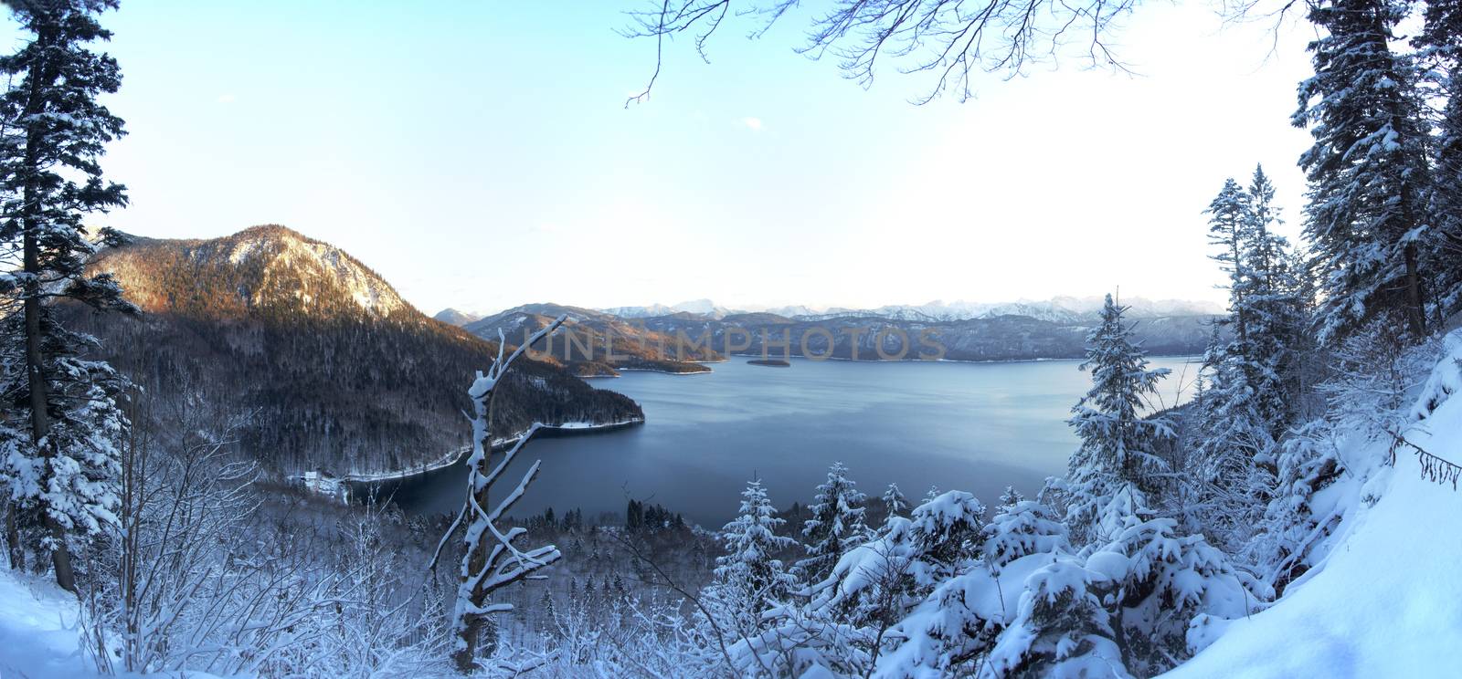 walchensee panorama in winter