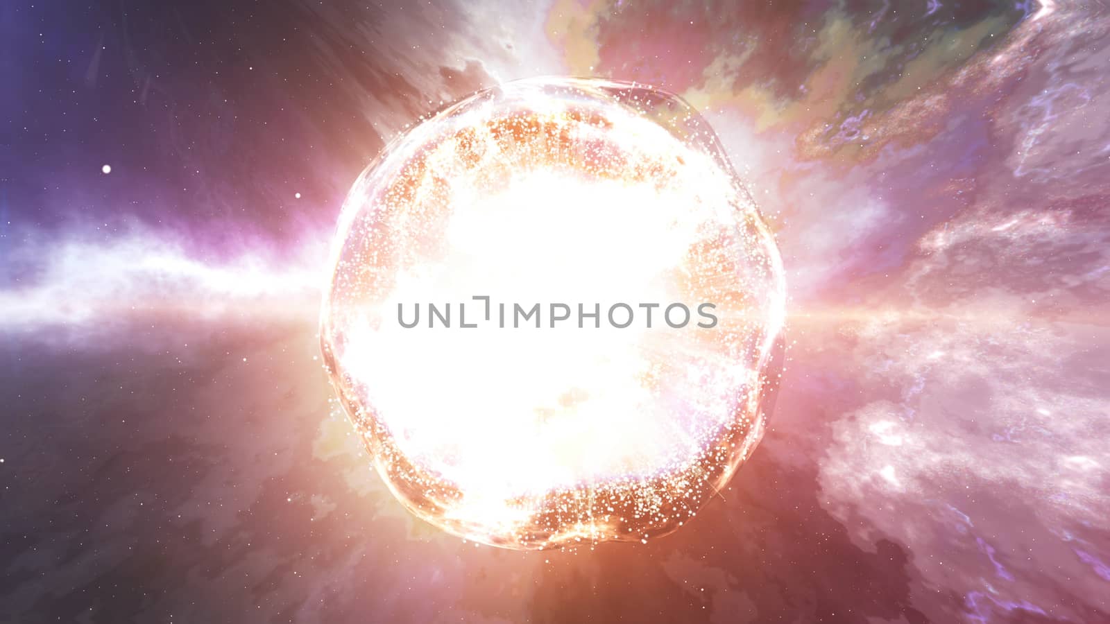 Abstract star on a beautiful nebula in a background. 3d rendering.
