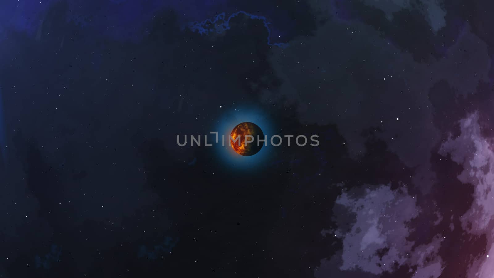 Abstract planet on a beautiful nebula background. 3d rendering.