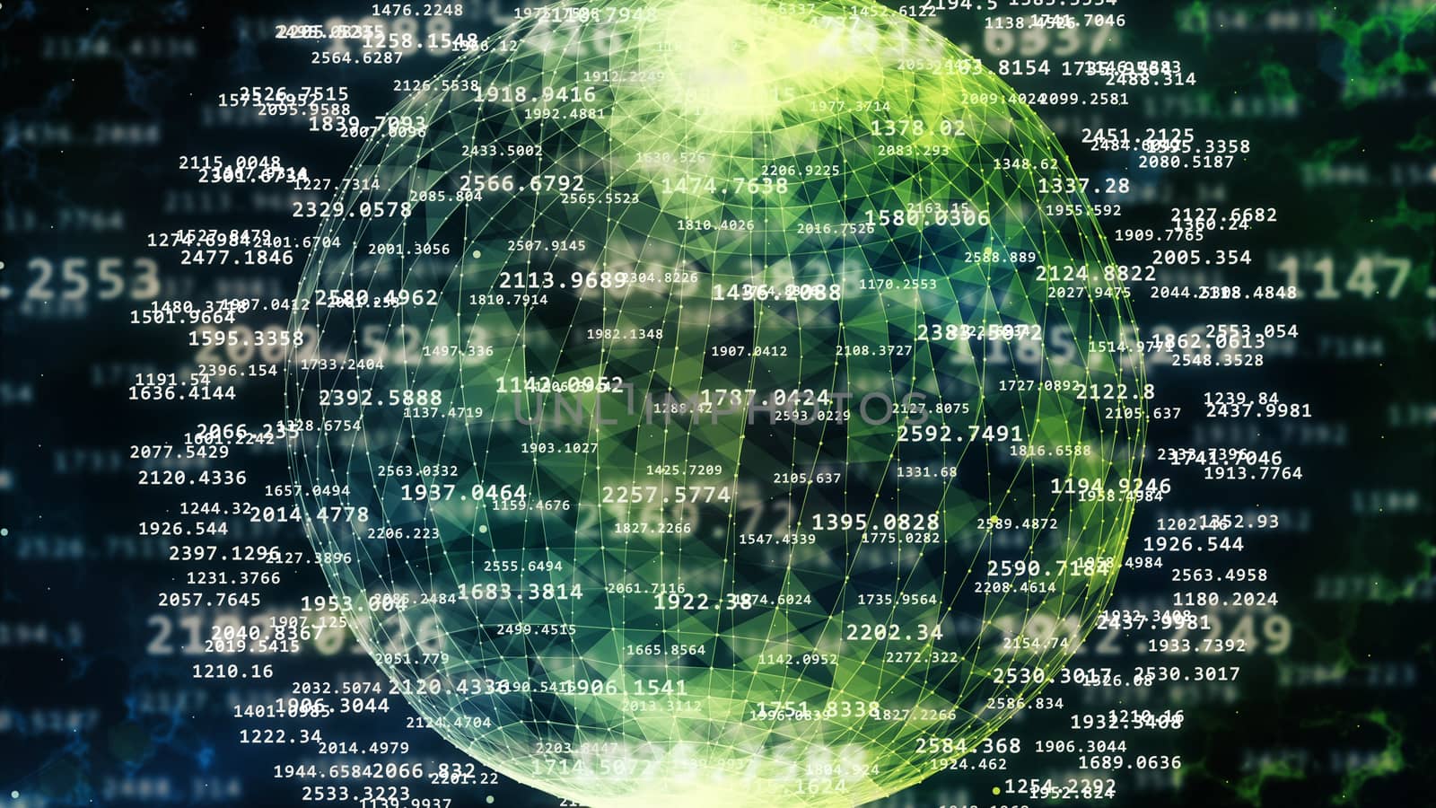 3d rendering of big data concept. Abstract sphere from digital numbers.
