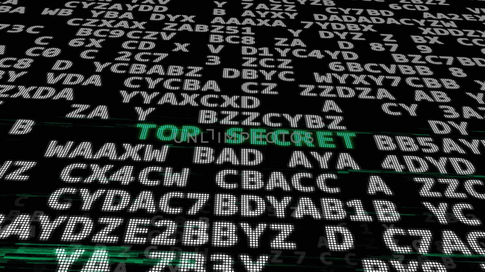 3d illustration og Green -Top Secret- between searching of abstract passwords screen