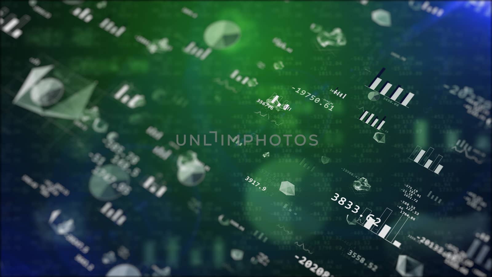 Abstract business stock value charts graph background. 3d illustration.