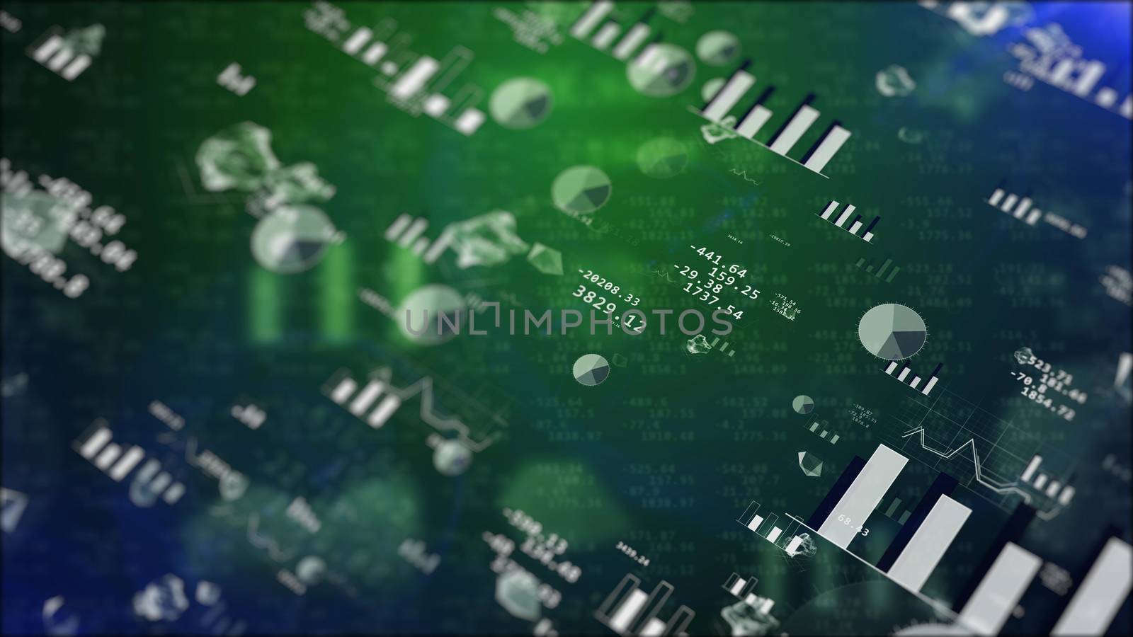 3d illustration. Abstract business stock value charts graph background.