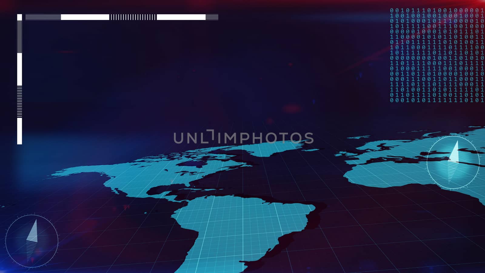 3d illustration of World Map in perspective view with a dark blue background 